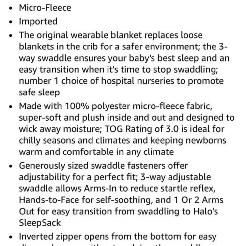 HALO Micro-Fleece Sleepsack Swaddle 3-Way Adjustable Wearable Blanket, TOG 3.0